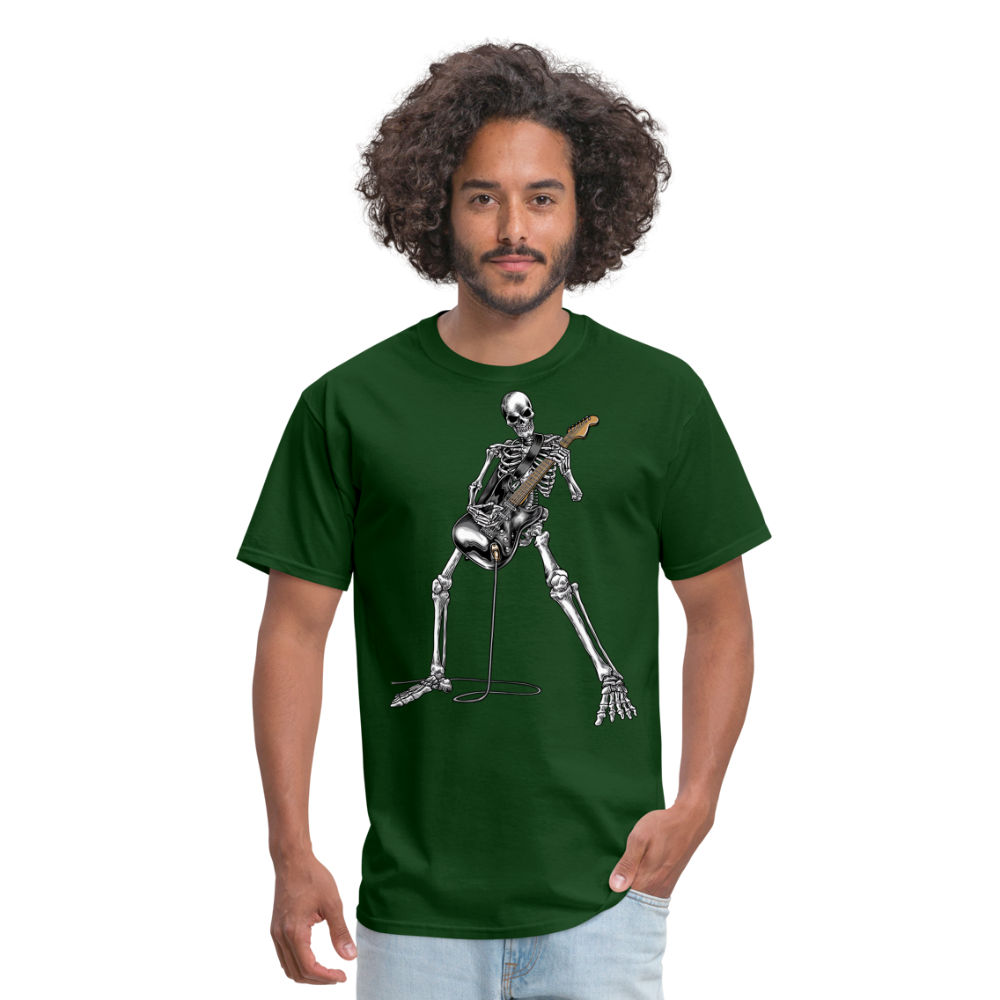 Skeleton Playing Guitar Graphic Tee Rock And Roll Unisex Classic T-Shirt - forest green