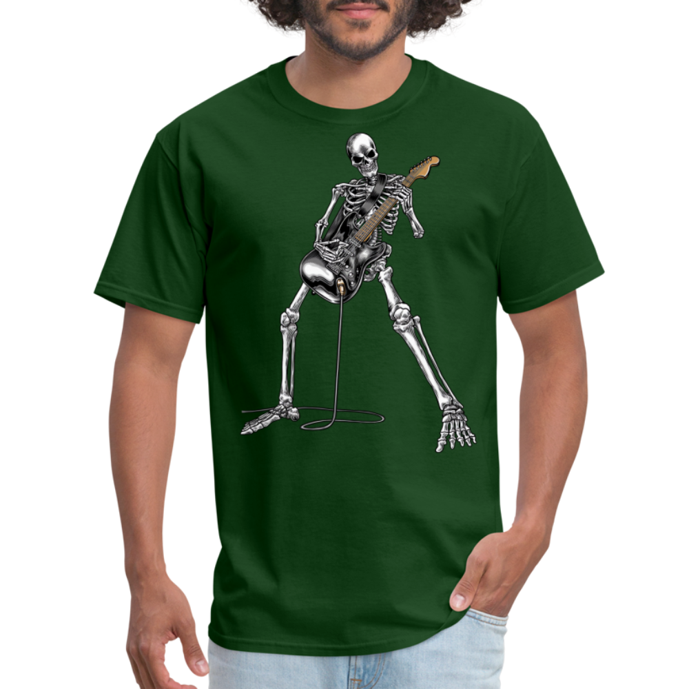 Skeleton Playing Guitar Graphic Tee Rock And Roll Unisex Classic T-Shirt - forest green