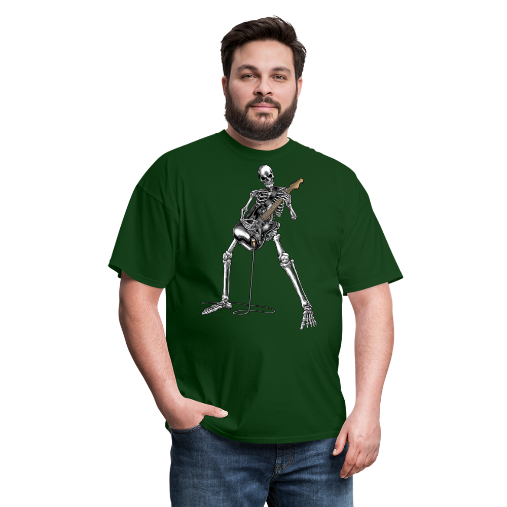 Skeleton Playing Guitar Graphic Tee Rock And Roll Unisex Classic T-Shirt - forest green