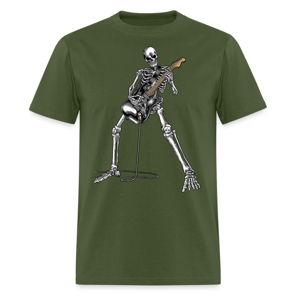 Skeleton Playing Guitar Graphic Tee Rock And Roll Unisex Classic T-Shirt - military green