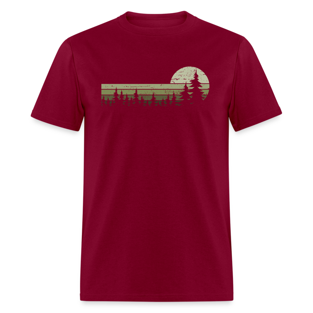 Trees Wildlife Nature Forest Graphic Tee Retro Vintage-Look Unisex T-Shirt - burgundy