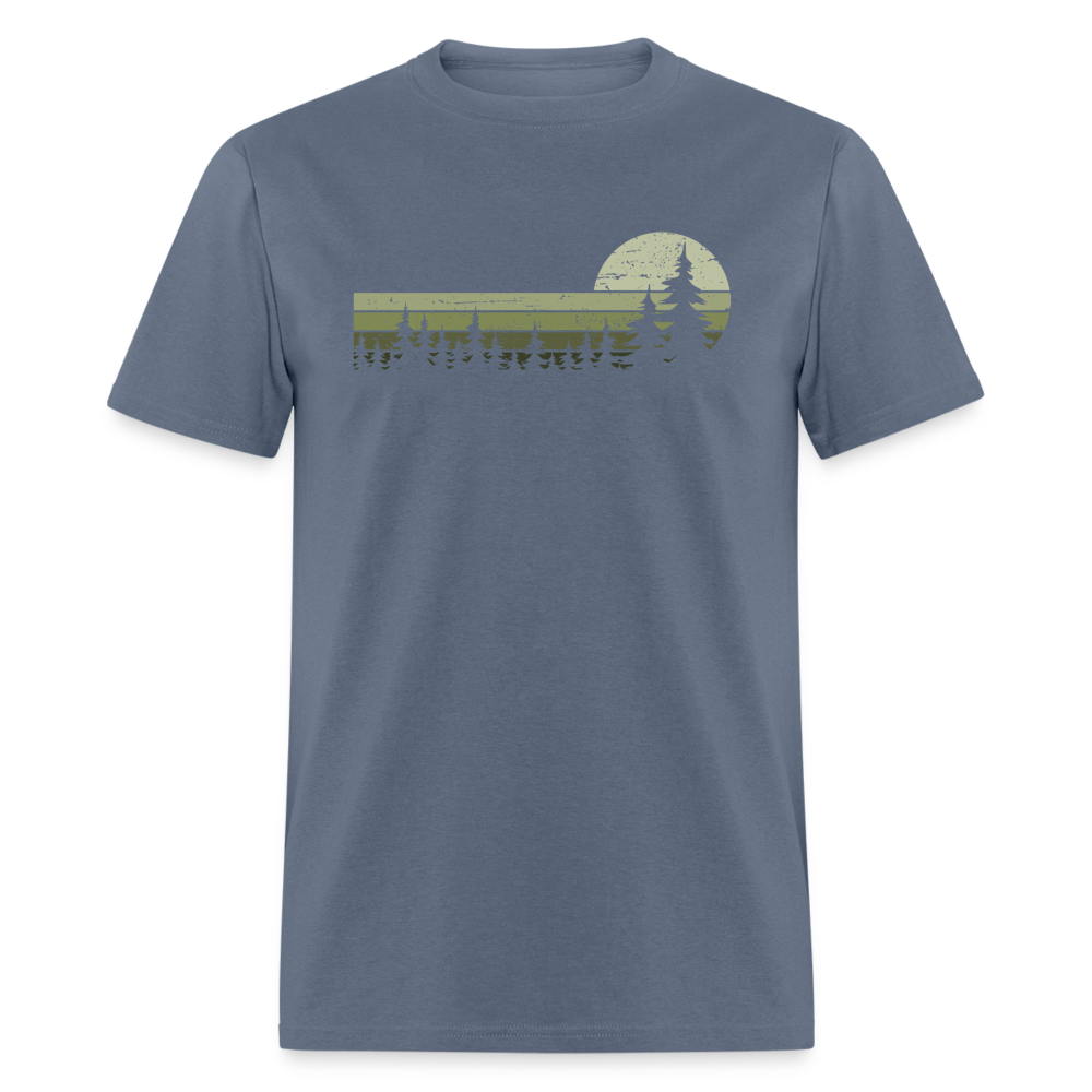 Trees Wildlife Nature Forest Graphic Tee Retro Vintage-Look Unisex T-Shirt - denim