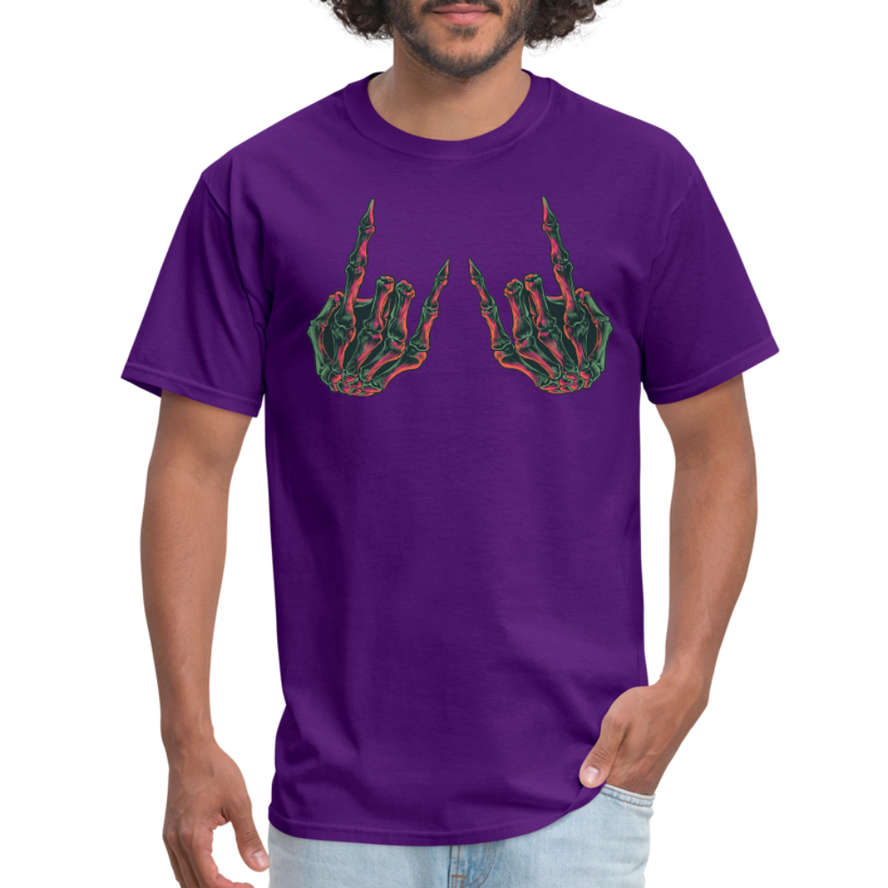 Rock On Skeleton Hand Graphic Tee Rock And Roll Unisex T-Shirt - purple