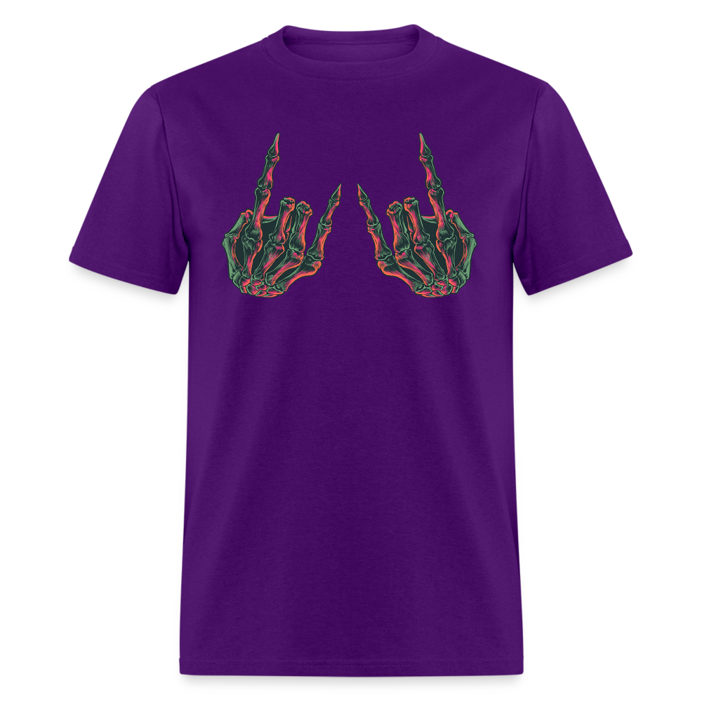 Rock On Skeleton Hand Graphic Tee Rock And Roll Unisex T-Shirt - purple