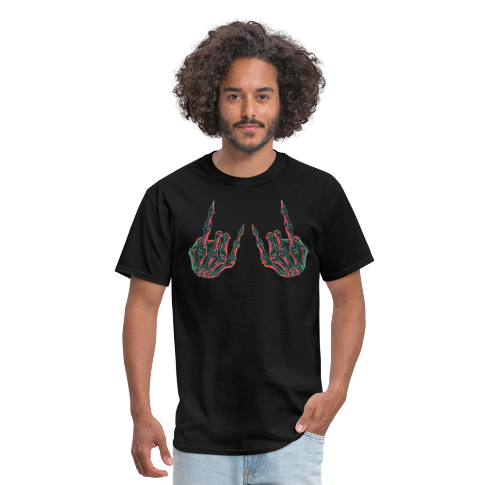 Rock On Skeleton Hand Graphic Tee Rock And Roll Unisex T-Shirt - black
