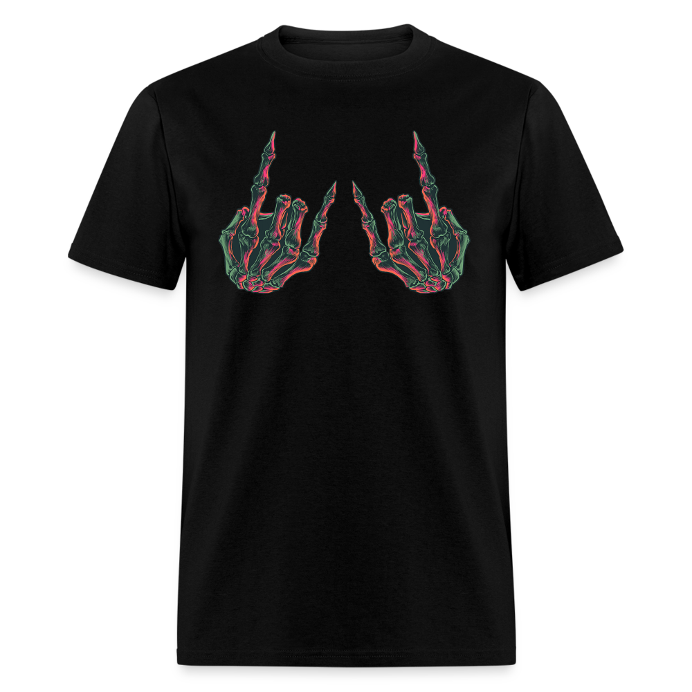 Rock On Skeleton Hand Graphic Tee Rock And Roll Unisex T-Shirt - black