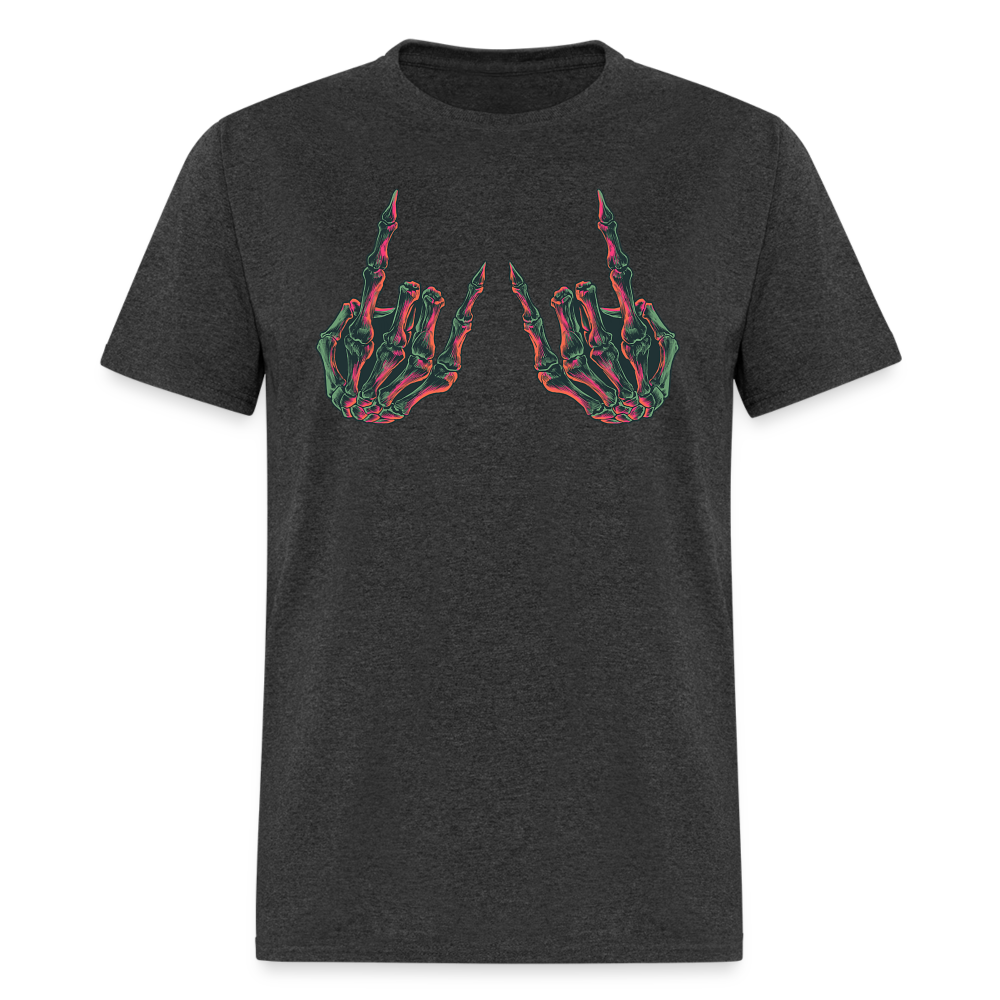Rock On Skeleton Hand Graphic Tee Rock And Roll Unisex T-Shirt - heather black