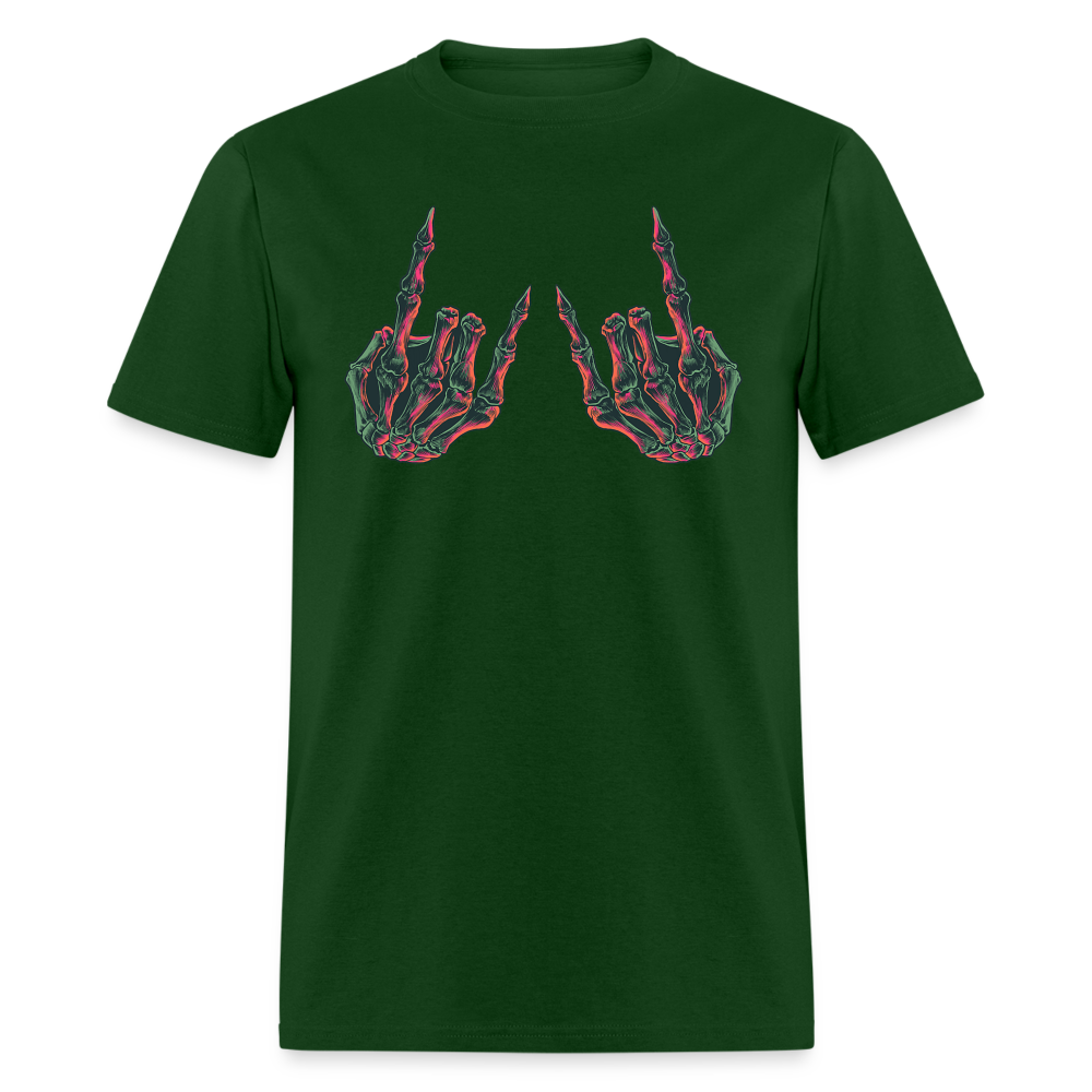 Rock On Skeleton Hand Graphic Tee Rock And Roll Unisex T-Shirt - forest green