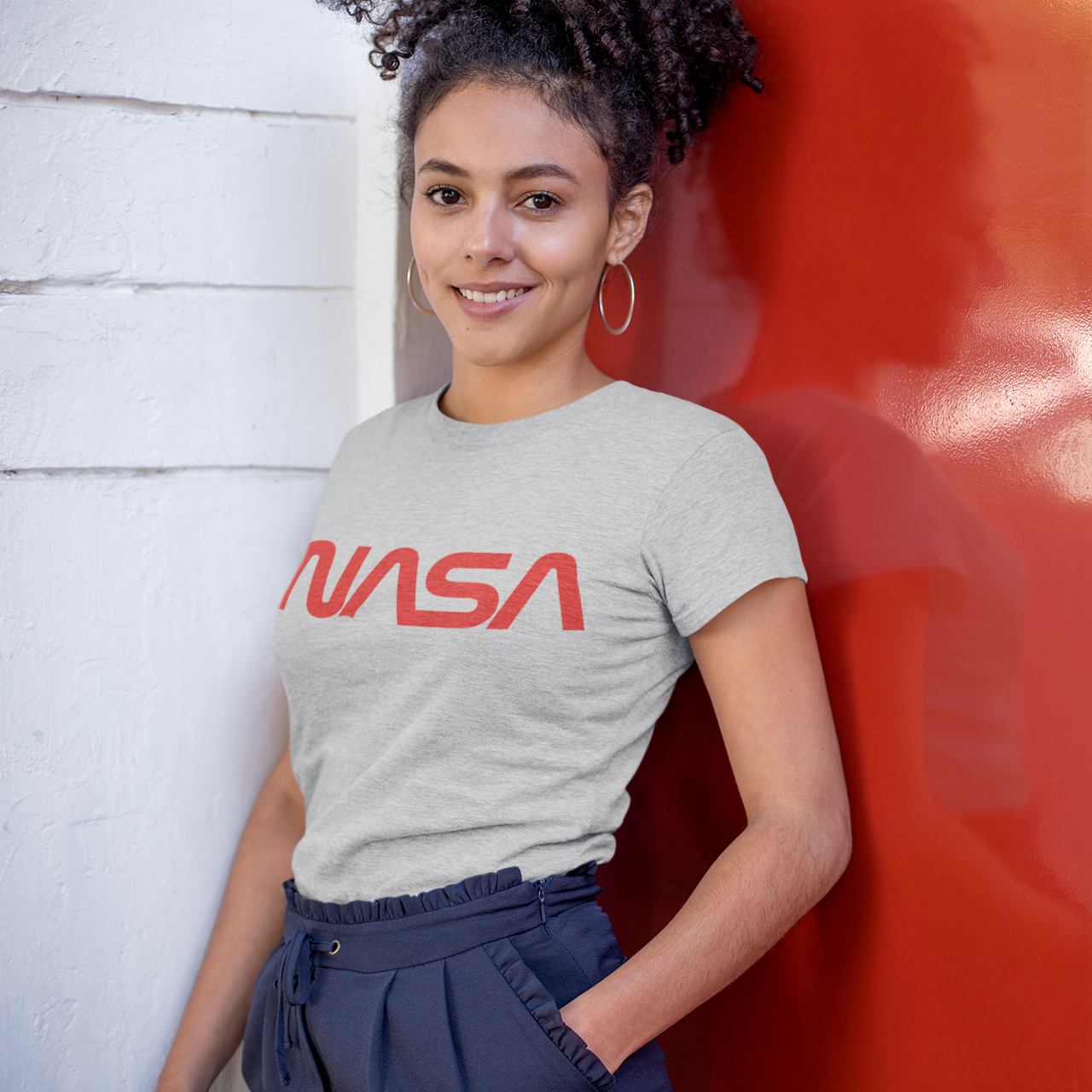 NASA Insignia Worm Logo Women's Grey T-Shirt