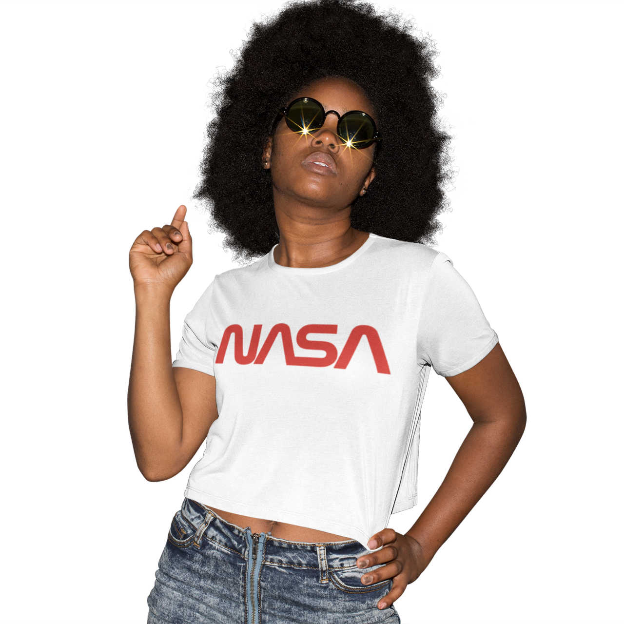 NASA Insignia Worm Logo Women's Cropped T-Shirt