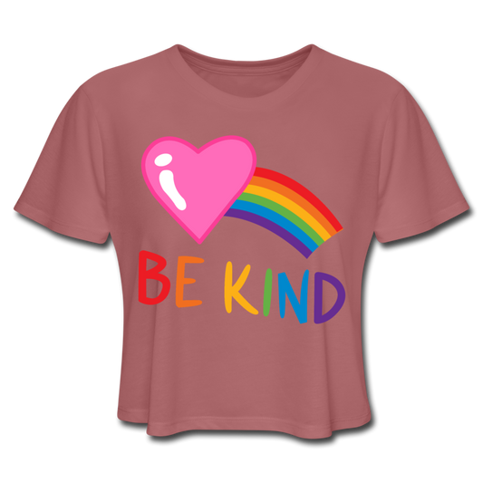 Rainbow Heart Be Kind Women's Cropped T-Shirt