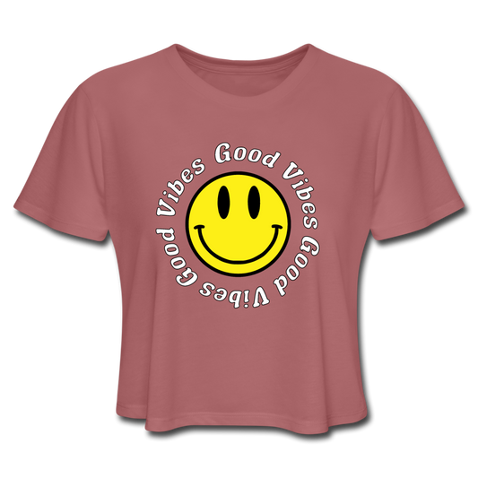 Smiley Face Good Vibes Women's Cropped T-Shirt