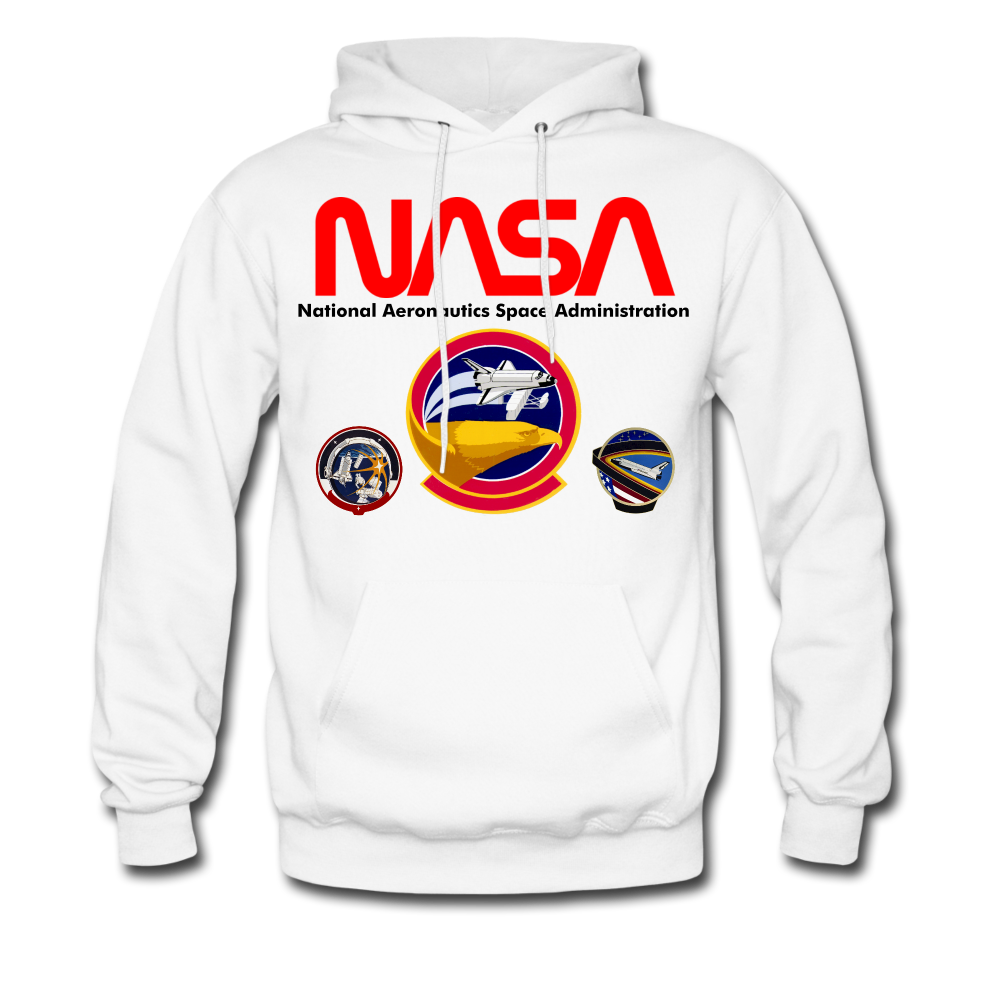 NASA Shuttle Flight Patches Hoodie - white