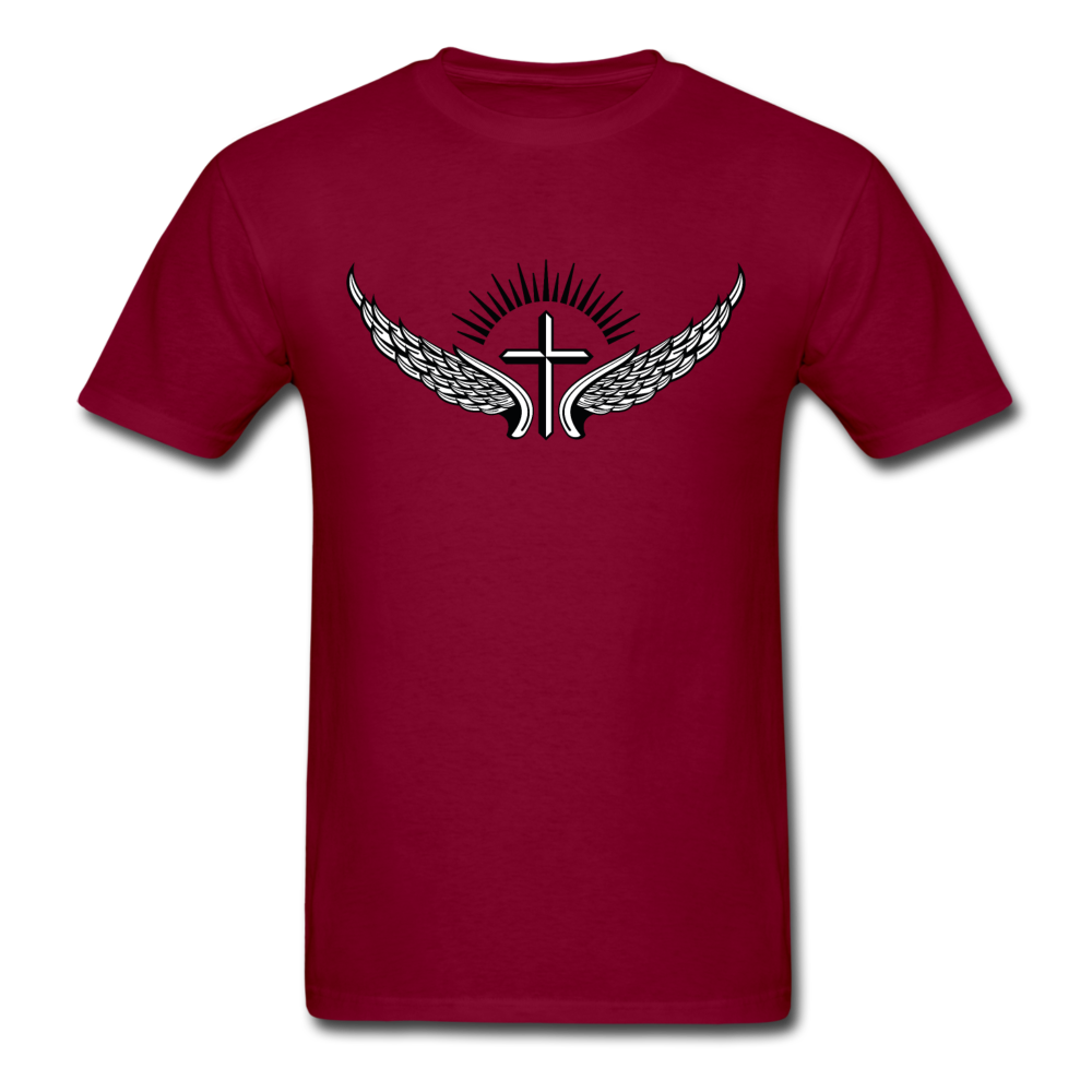 Winged Cross Tee Dark - burgundy