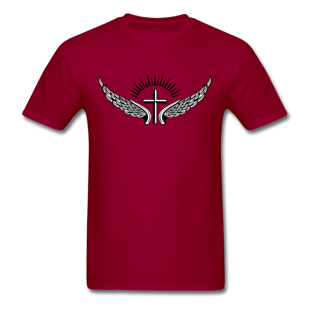 Winged Cross Tee Dark - dark red
