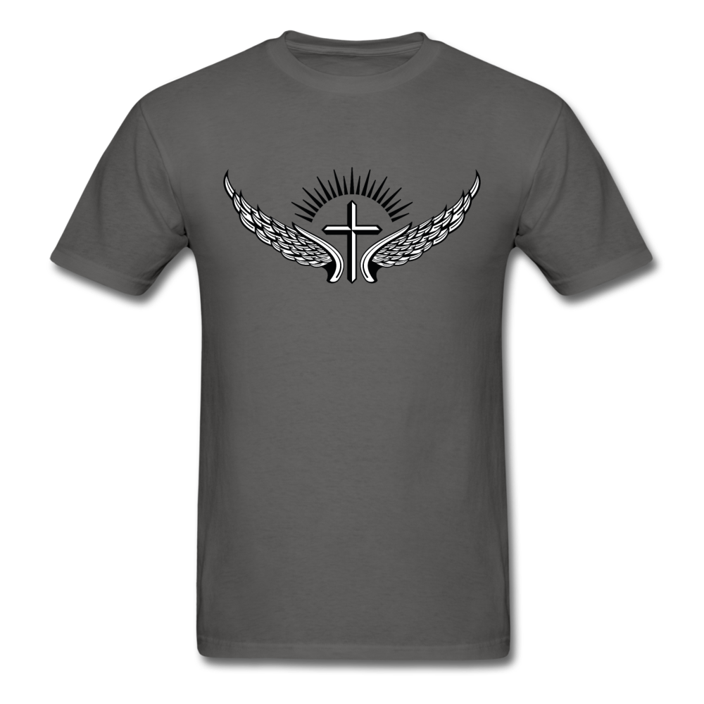 Winged Cross Tee Dark - charcoal