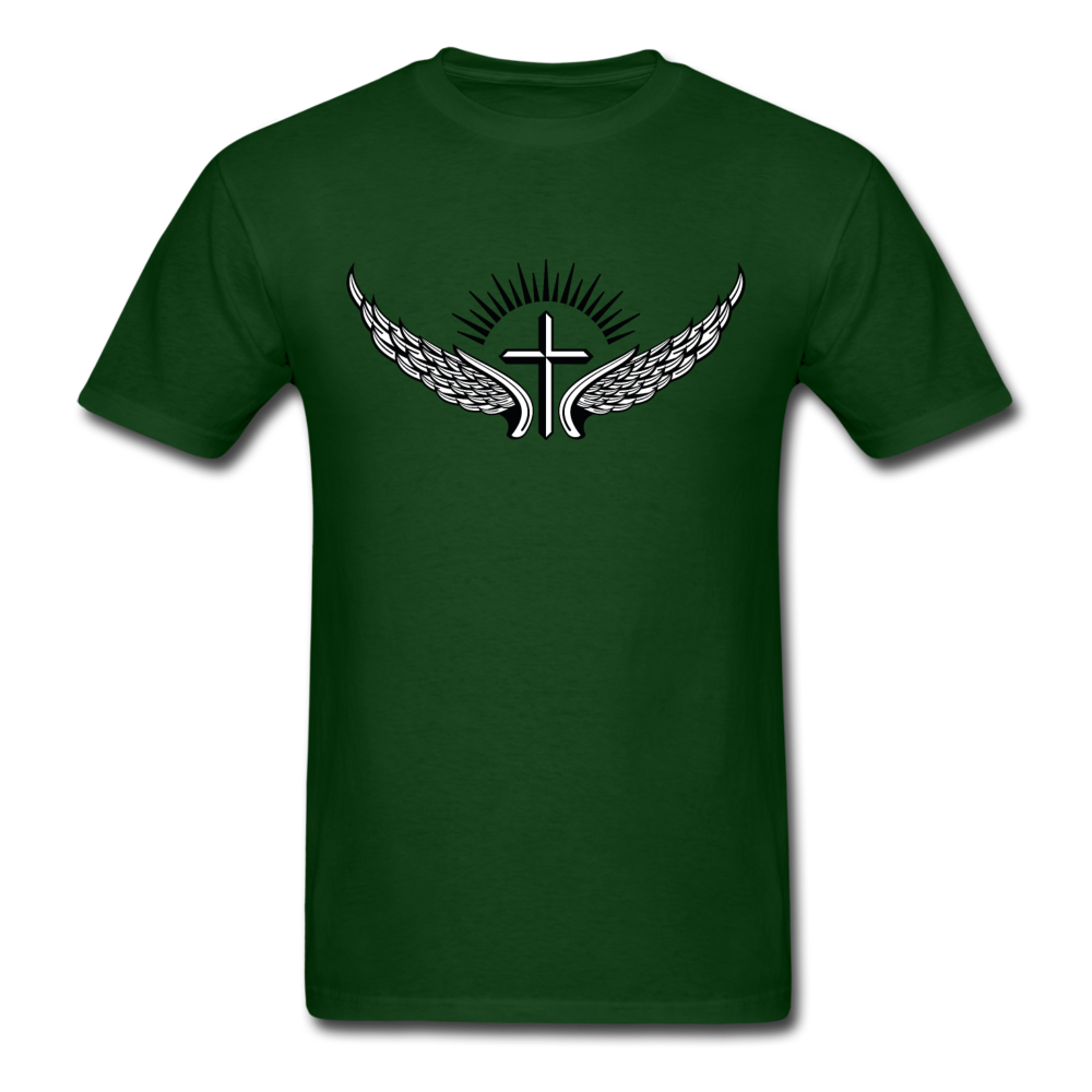 Winged Cross Tee Dark - forest green