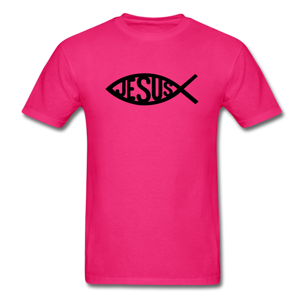 Jesus Fish Tee Bright - fuchsia