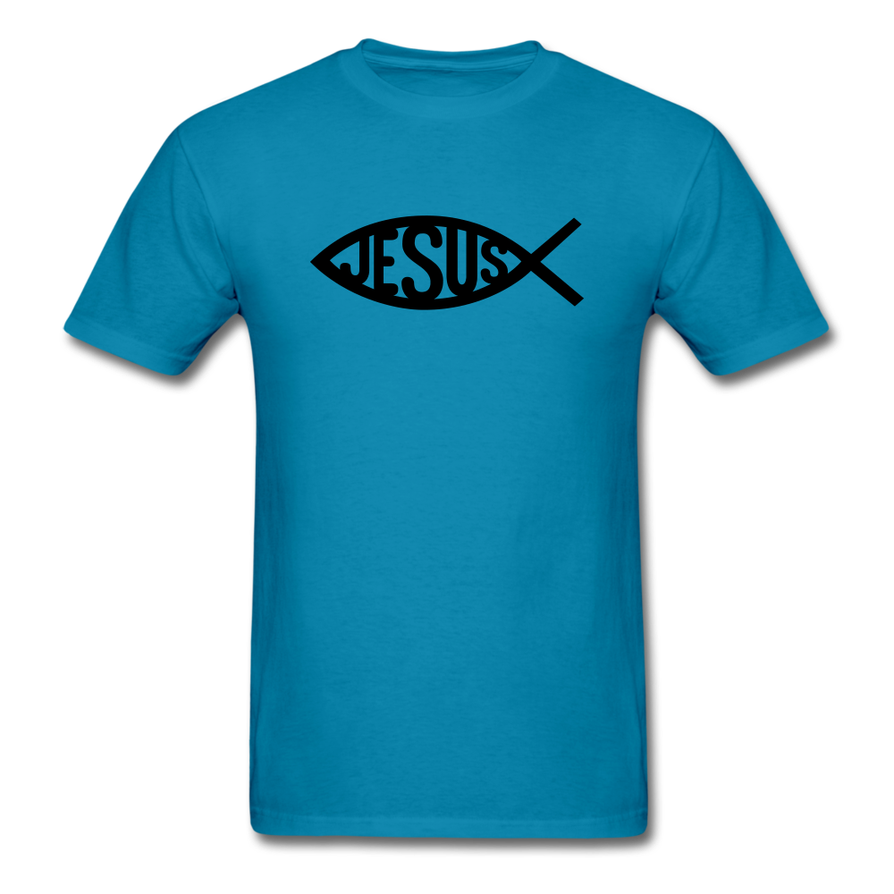 Jesus Fish Tee Bright - turquoise