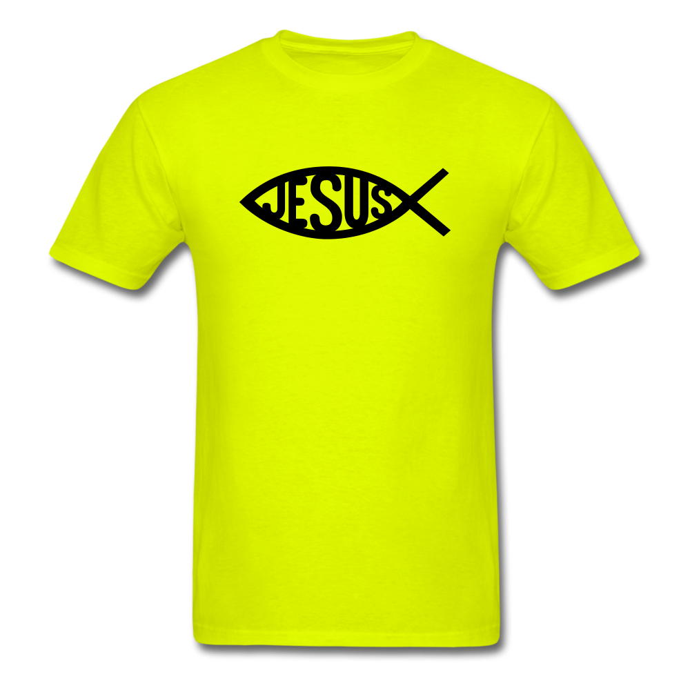 Jesus Fish Tee Bright - safety green
