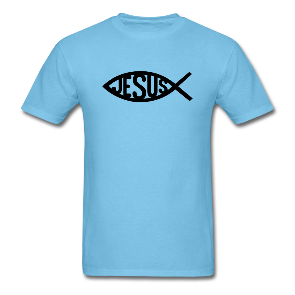 Jesus Fish Tee Bright - aquatic blue