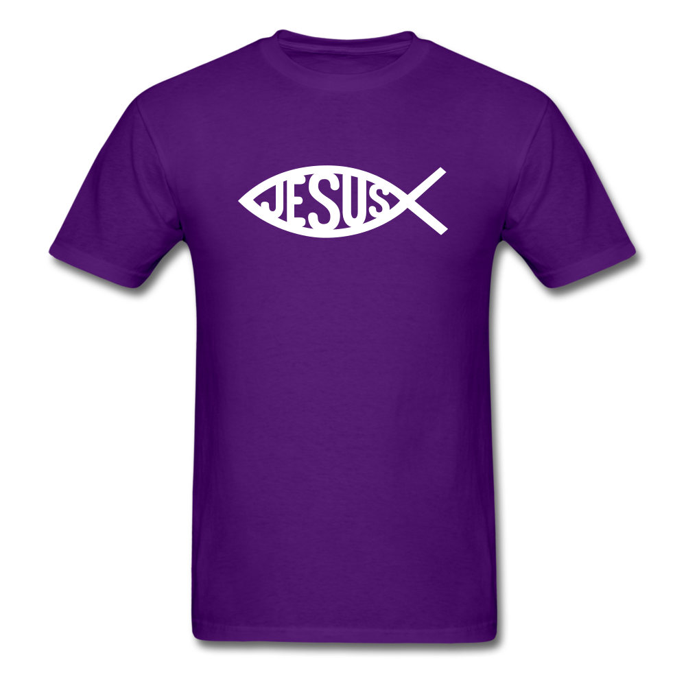 Jesus Fish Tee Dark - purple