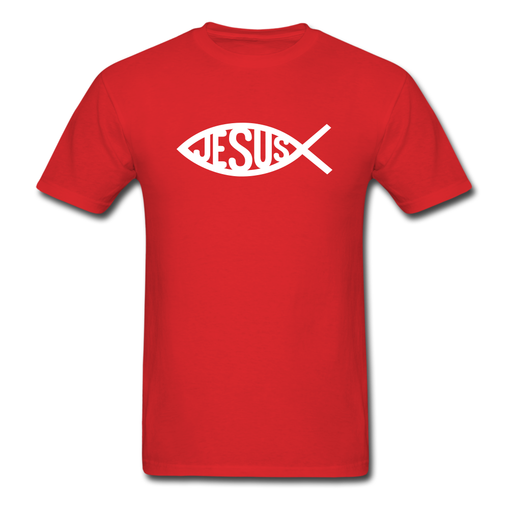 Jesus Fish Tee Dark - red