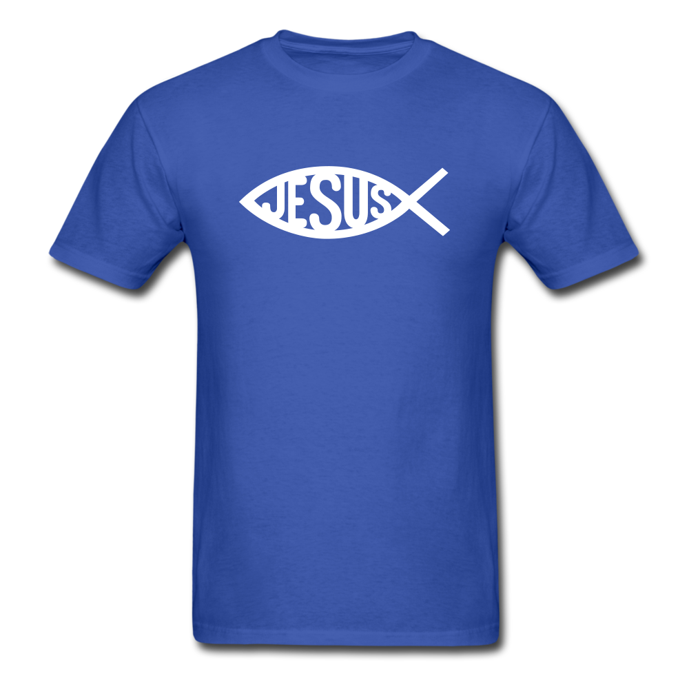 Jesus Fish Tee Dark - royal blue