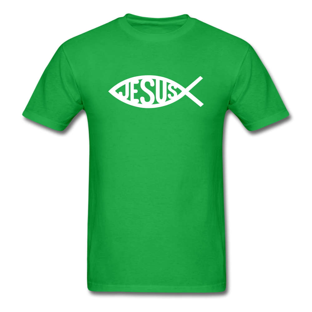 Jesus Fish Tee Dark - bright green