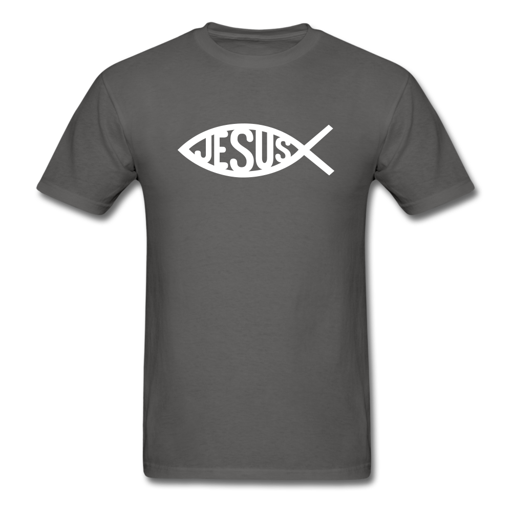 Jesus Fish Tee Dark - charcoal