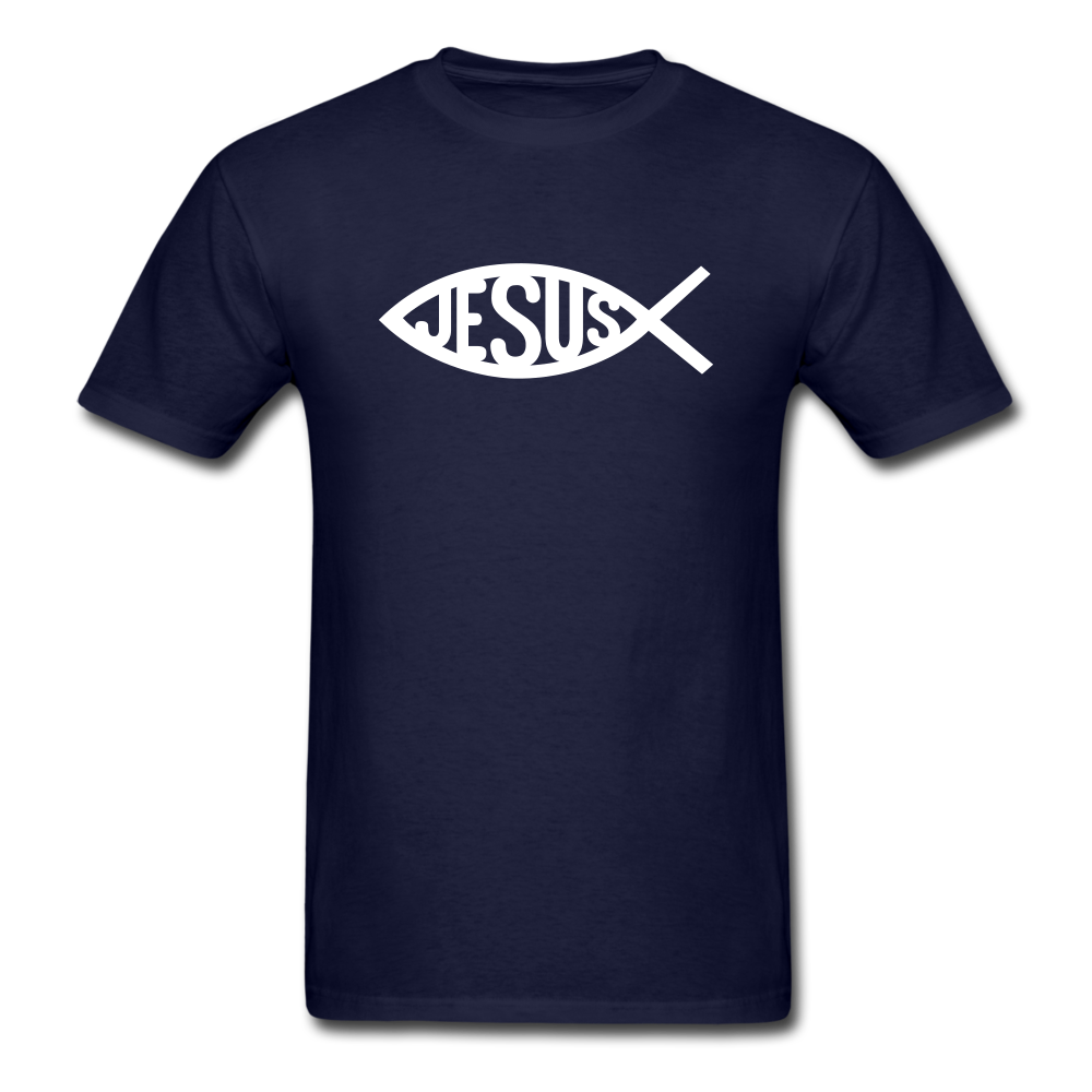 Jesus Fish Tee Dark - navy