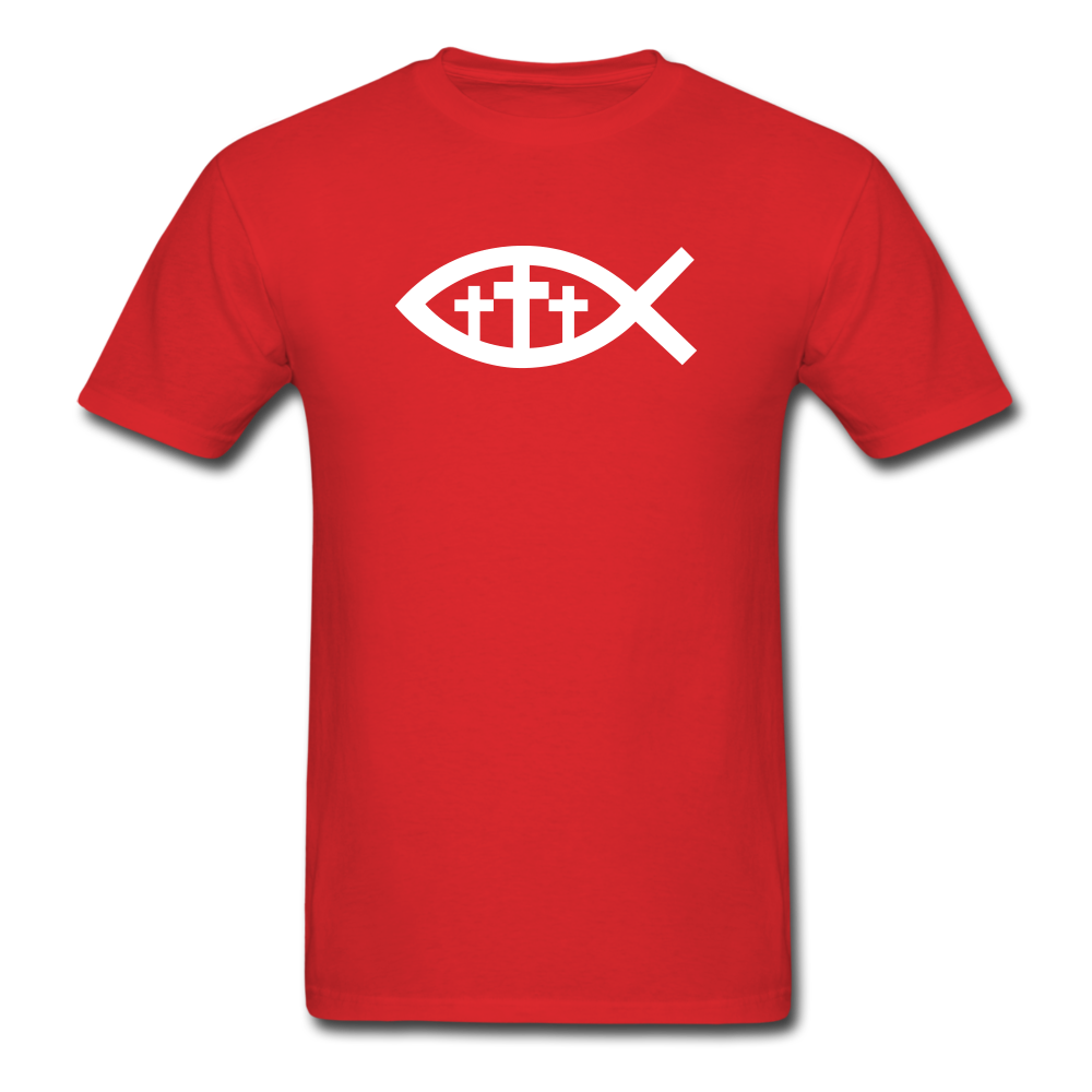 Three Crosses Tee Dark - red