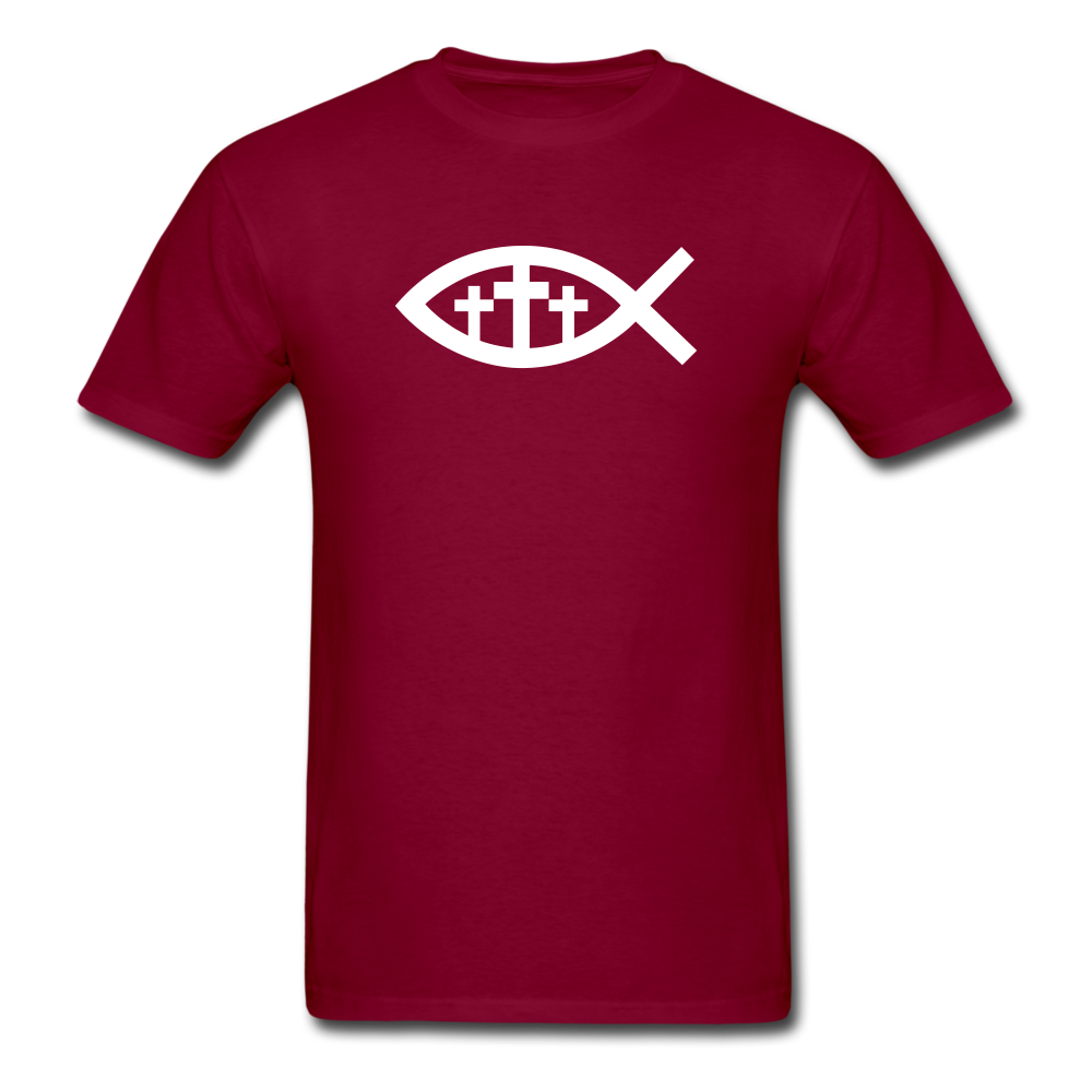 Three Crosses Tee Dark - burgundy