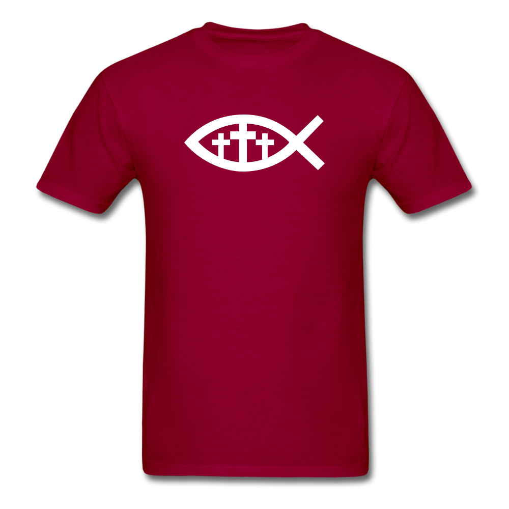 Three Crosses Tee Dark - dark red