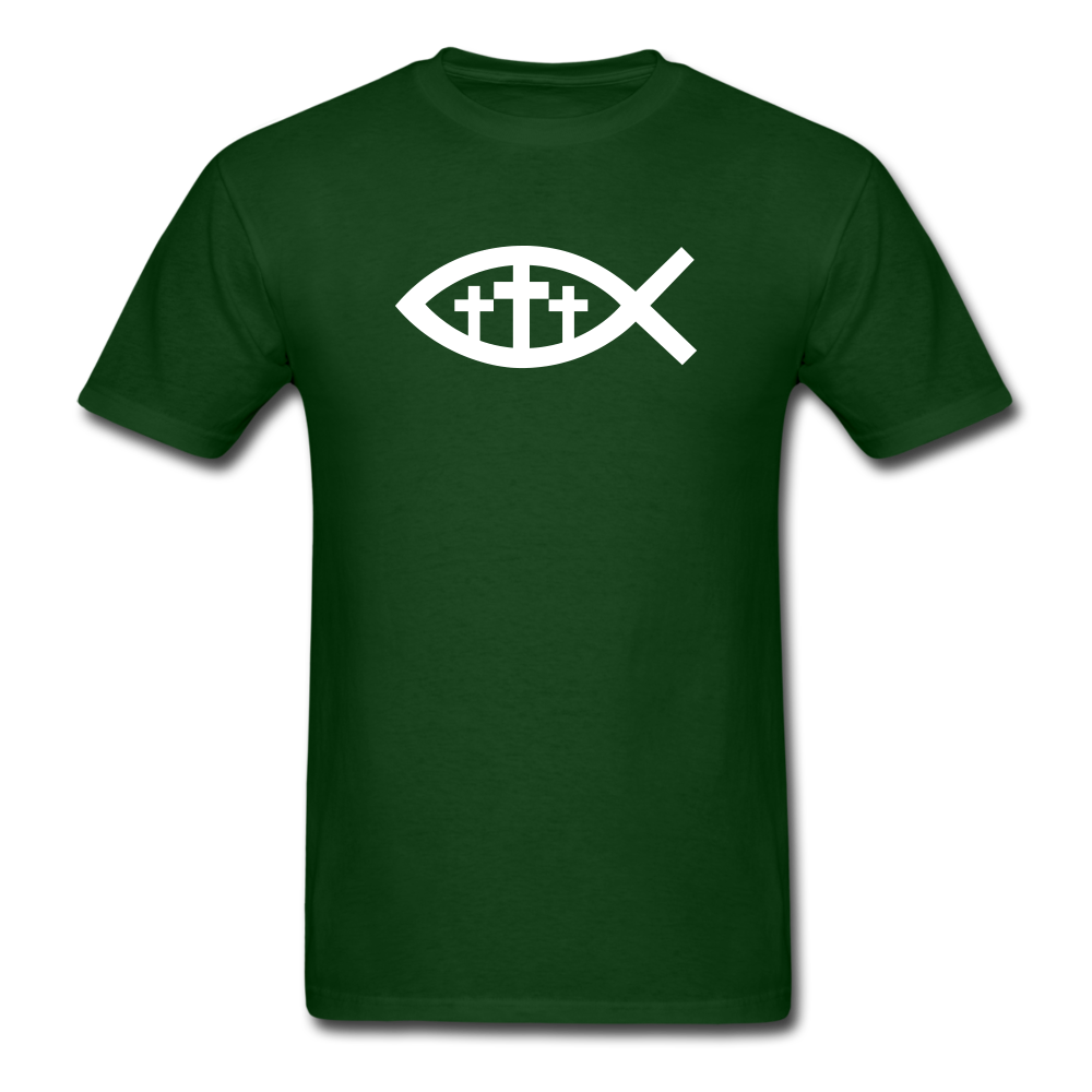 Three Crosses Tee Dark - forest green