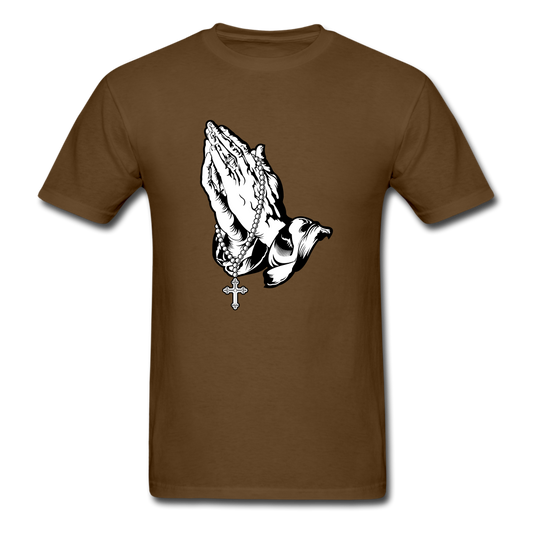 Praying Hands Tee Dark - brown