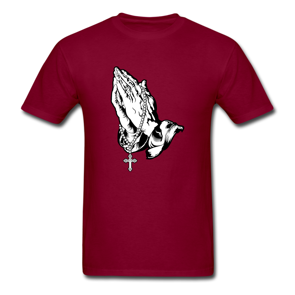 Praying Hands Tee Dark - burgundy