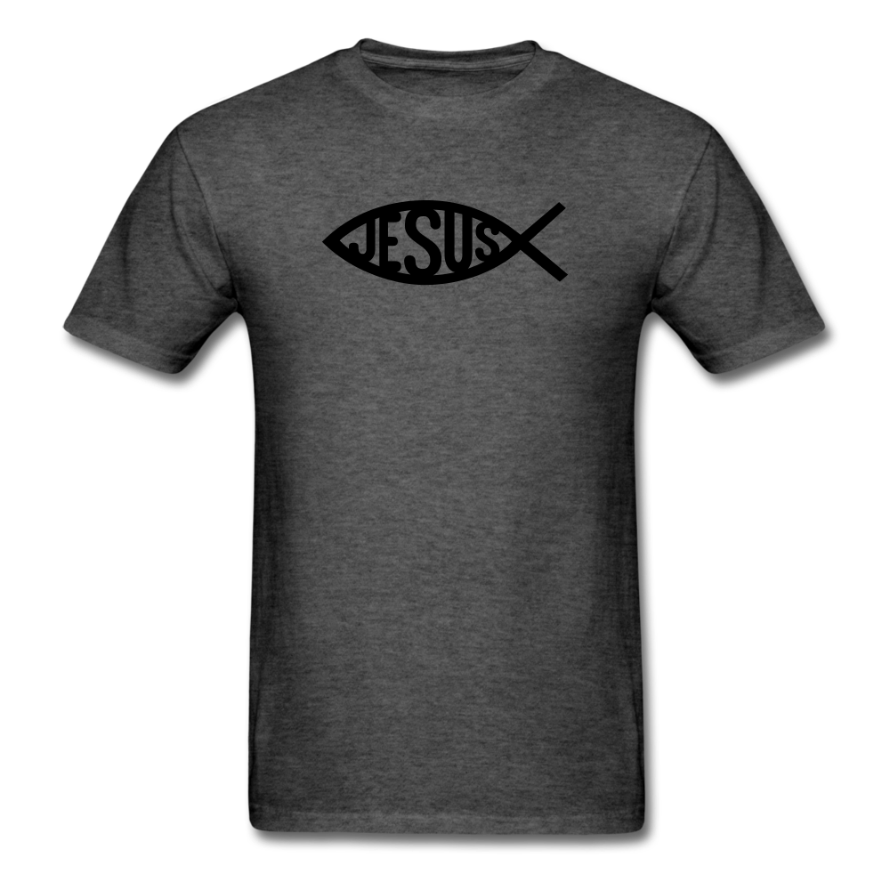 Jesus Fish Mineral Tee - heather black