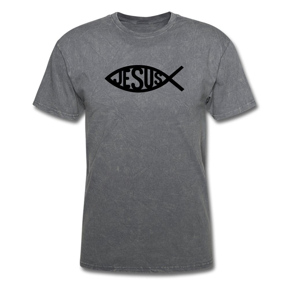 Jesus Fish Mineral Tee - mineral charcoal gray