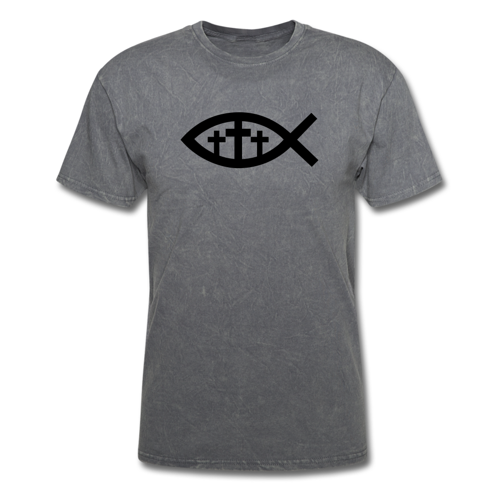 Three Crosses Mineral Tee - mineral charcoal gray