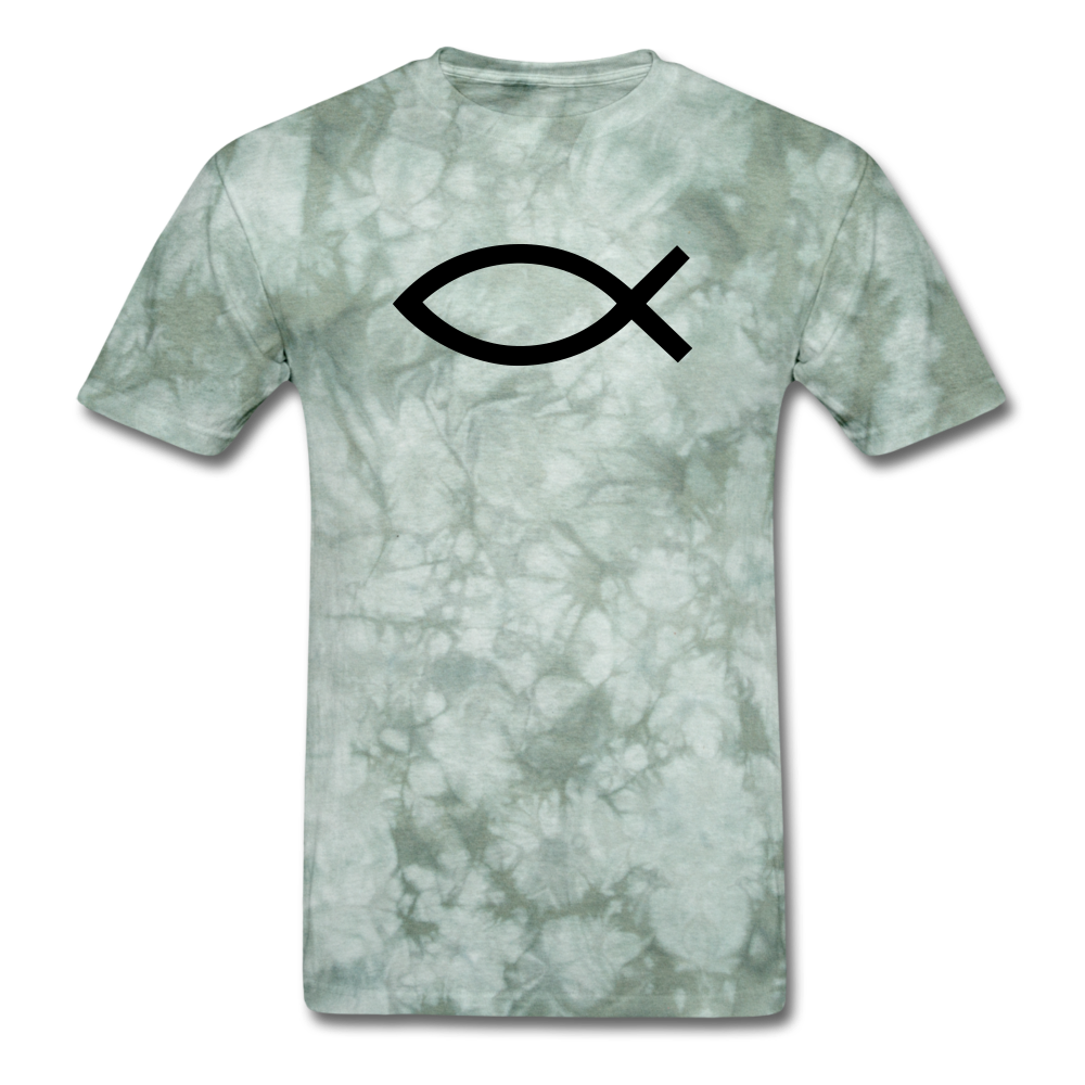 Blank Jesus Fish Mineral Tee - military green tie dye
