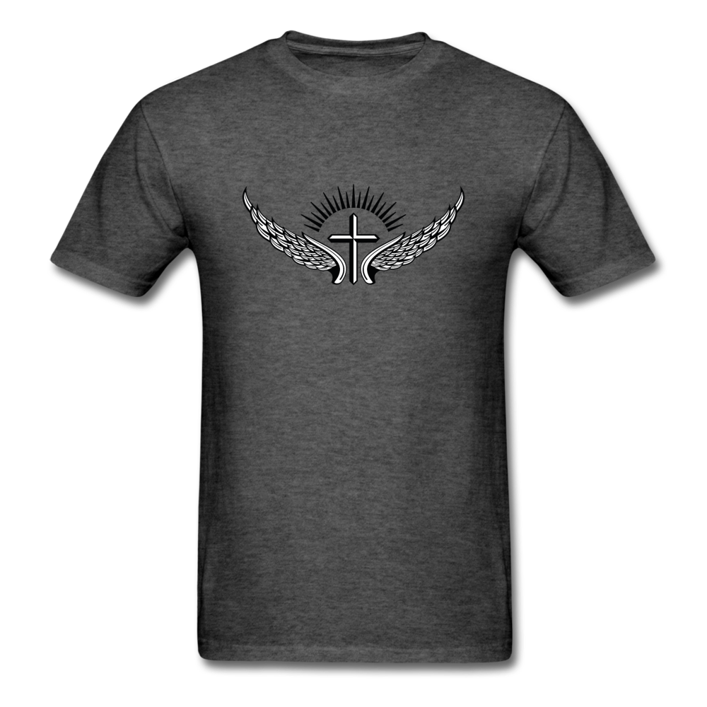 Winged Cross mineral Tee - heather black
