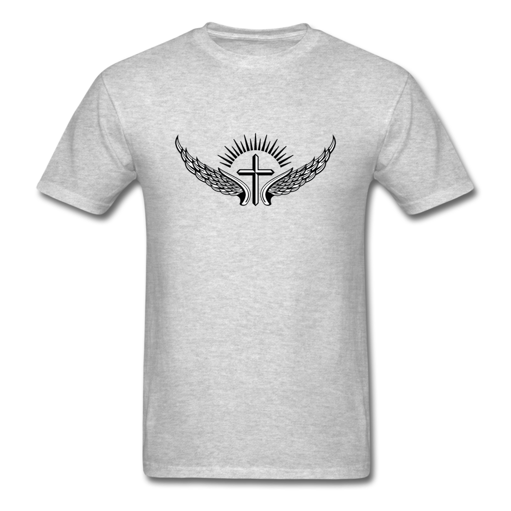 Winged Cross mineral Tee - heather gray