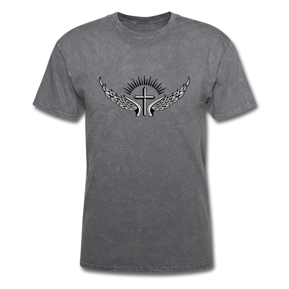 Winged Cross mineral Tee - mineral charcoal gray
