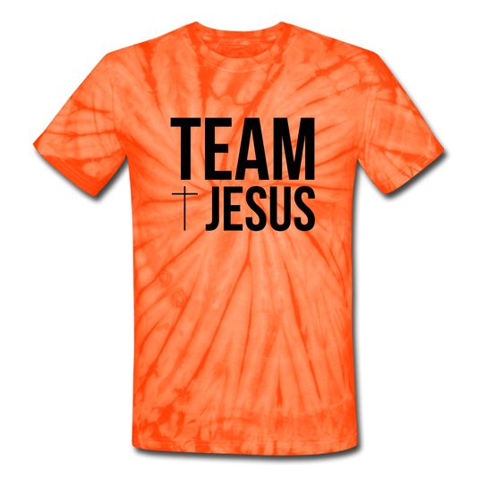Team Jesus Tie Dye Shirt - spider orange