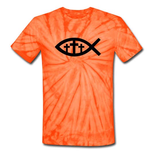 Three Crosses Tie Dye Tee - spider orange
