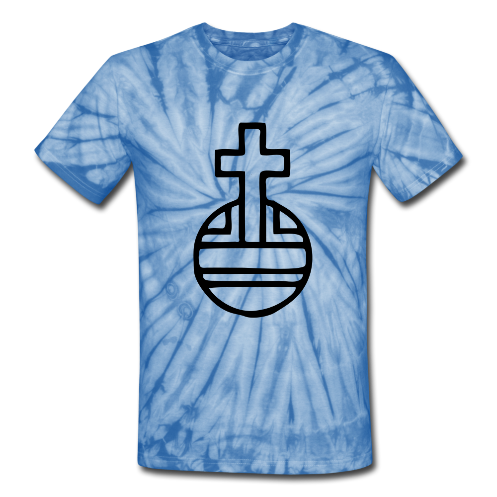 Sovereign Cross Tie Dye Tee - spider baby blue