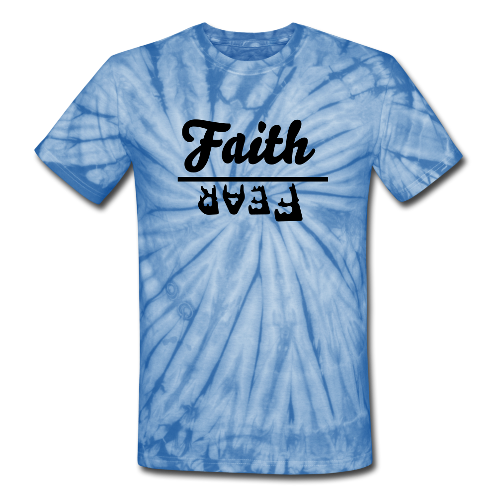 Faith over Fear Tie Dye Tee - spider baby blue