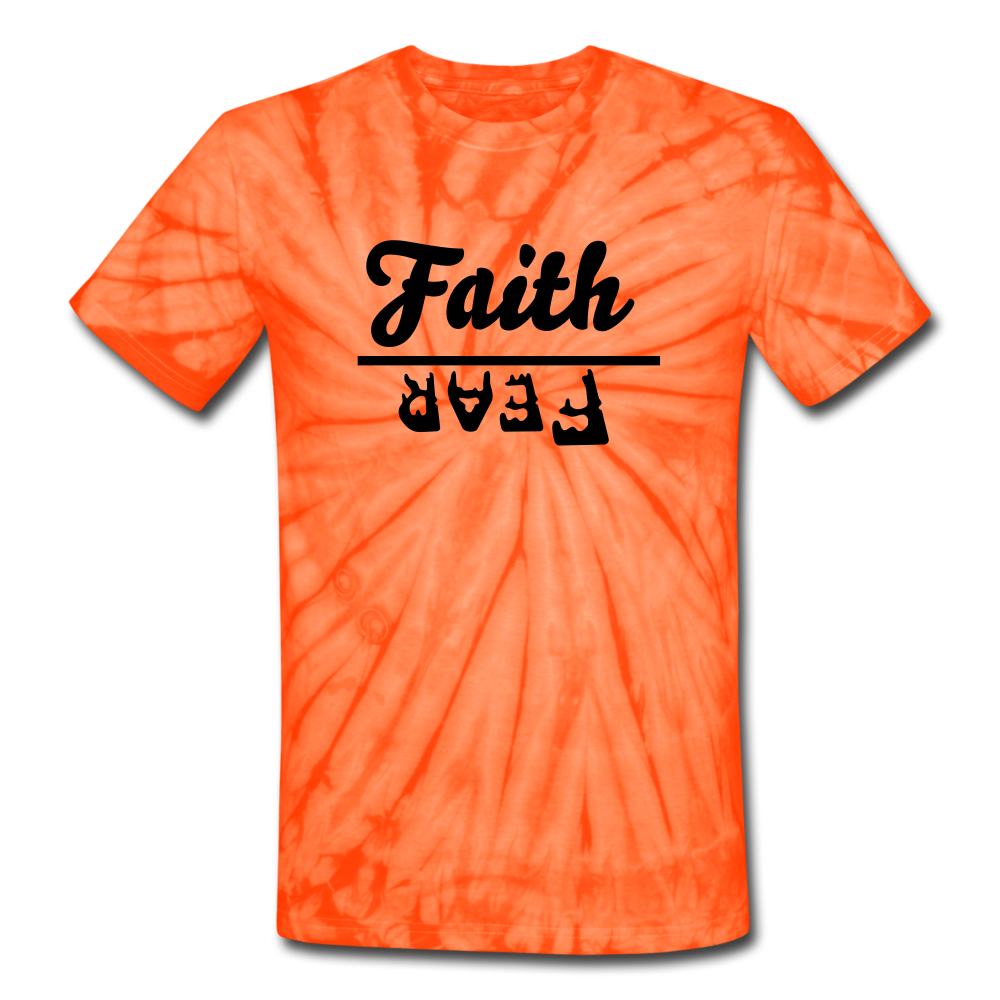 Faith over Fear Tie Dye Tee - spider orange