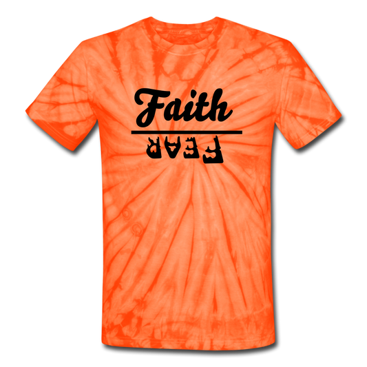 Faith over Fear Tie Dye Tee - spider orange